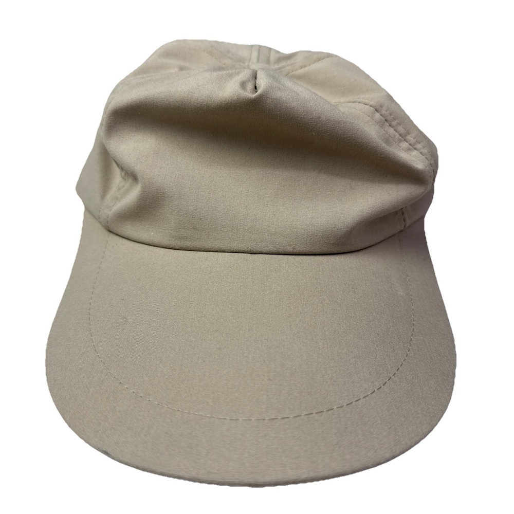 Vintage  Columbia Fishing Hat Mens Beige Long Bill Made In USA Zipper Adjustment